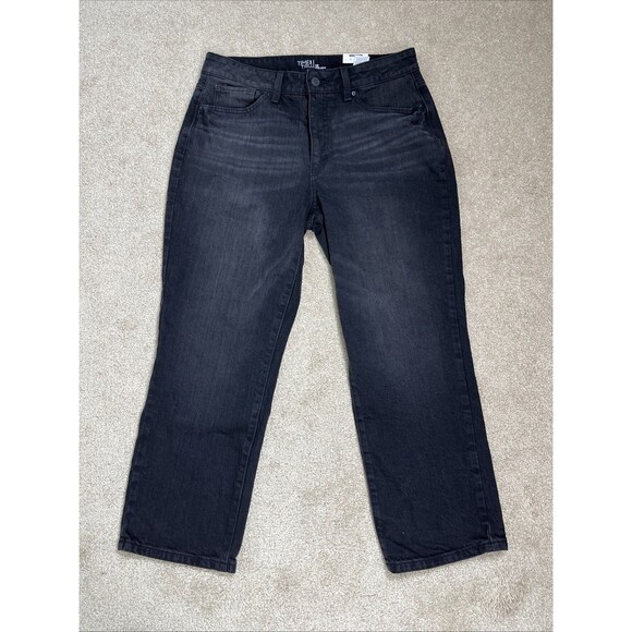 NWT Time And Tru Women’s high rise black Straight Crop Jeans size‎ 12 (32x24) - Picture 1 of 12